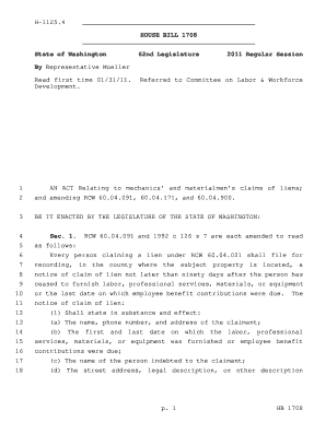 Washington Mechanics Lien Claim Form