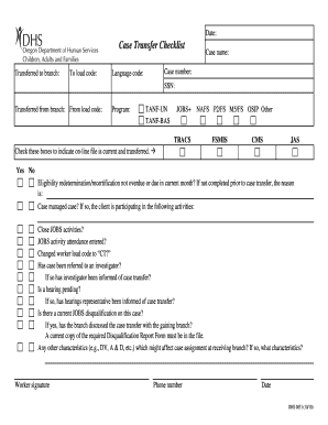 Case Transfer Checklist