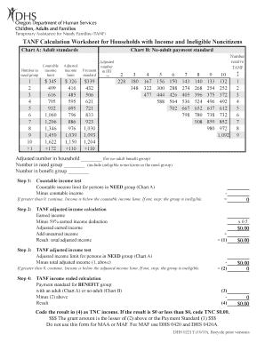TANF Calculation Worksheet