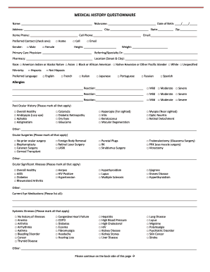 Medical History Questionnaire