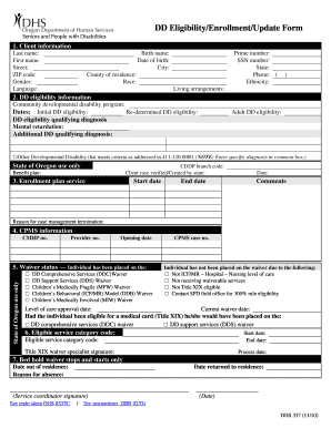 Oregon DD Eligibility Enrollment Form