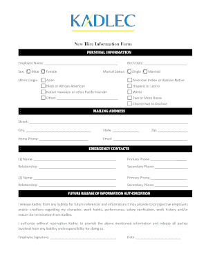 New Hire Checklist and Forms