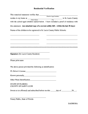 Residential Verification Form