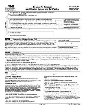 Form W-9 Request for Taxpayer Identification Number and Certification