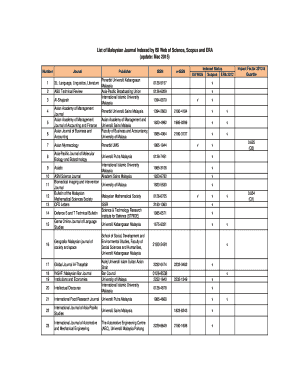 Fillable Online List of Malaysian Journal Indexed by ISI Web of Science