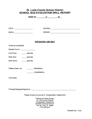 School Bus Evacuation Drill Report
