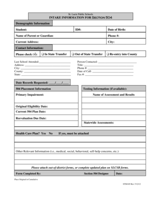 Section 504 Intake Form