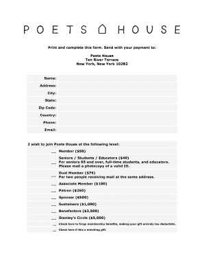 Poets House Membership Application Form