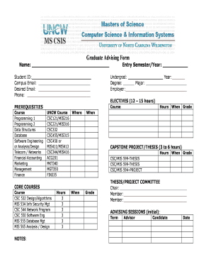 Graduate Advising Form