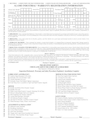 Alamo Industrial Warranty Registration Form