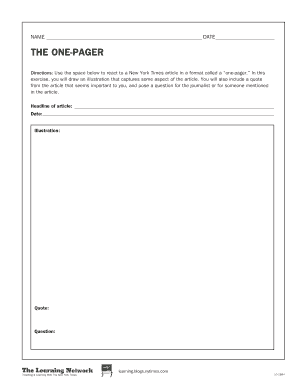 One-Pager Reaction Form