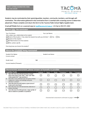 Highly Capable Nomination Form