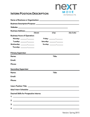 Intern Position Description Form