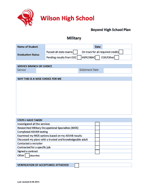 Military Enlistment Plan Form