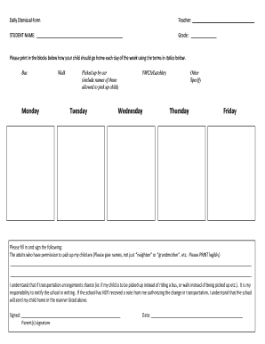 Daily Dismissal Form
