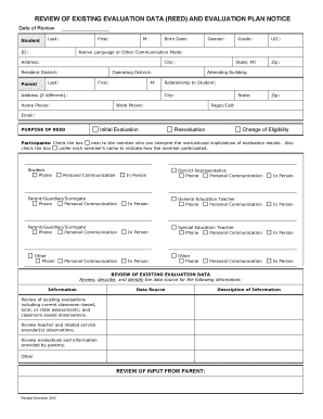 REED and Evaluation Plan Notice