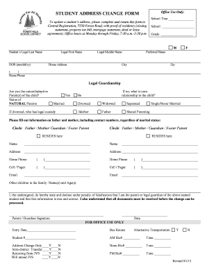 Student Address Change Form