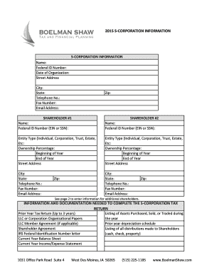 S-Corporation Tax Information Form
