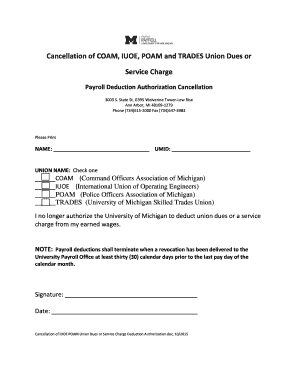 Union Dues Cancellation Form