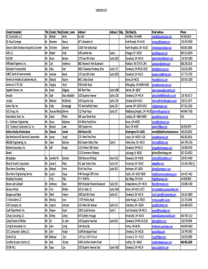Vendor List Template
