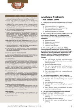 CME Quiz on Amblyopia Treatment