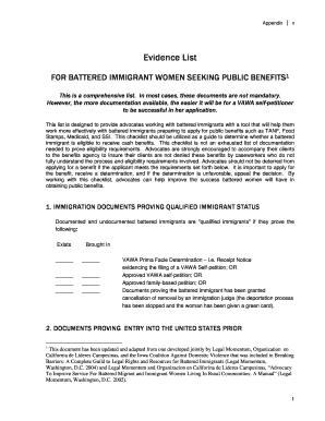 Battered Immigrant Women Public Benefits Checklist