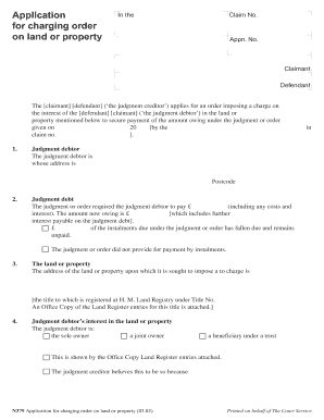 N379 Application for Charging Order on Land or Property