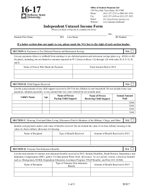 Independent Untaxed Income Form