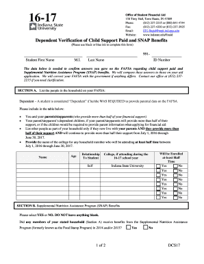 Dependent Verification of Child Support Paid and SNAP Benefits