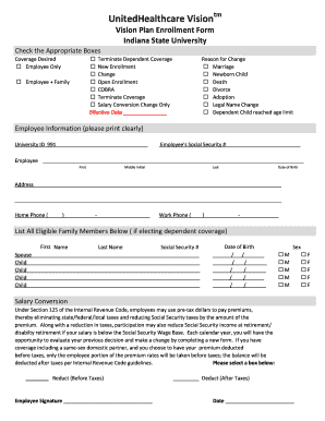 UnitedHealthcare Vision Plan Enrollment Form