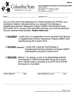 Independent Verification of Food Stamps/SNAP