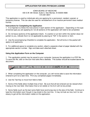 Iowa Physician License Application