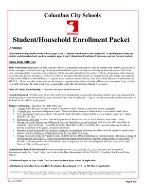 Columbus City Schools Student Enrollment Form