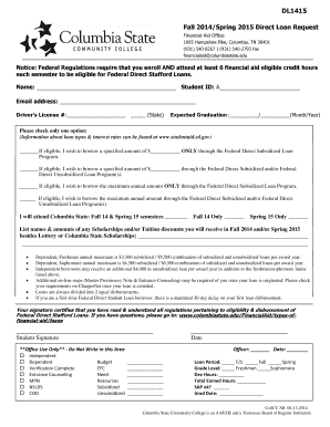 Fall 2014/Spring 2015 Direct Loan Request Form