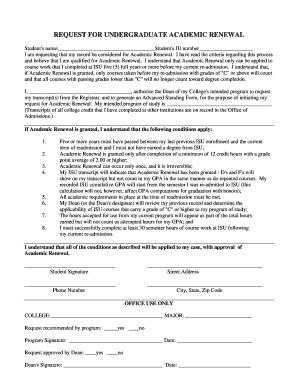 Request for Undergraduate Academic Renewal