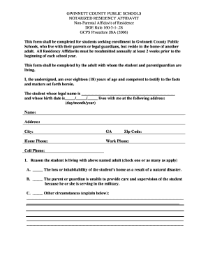 Gwinnett County Non-Parental Residency Affidavit