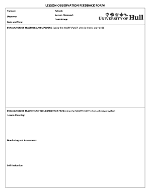 Lesson Observation Feedback Form