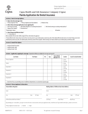 Florida Dental Insurance Application Form