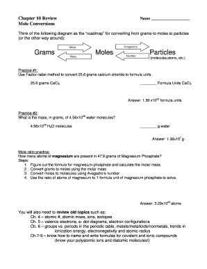 Mole Conversions Review Worksheet