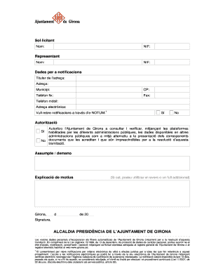 Girona Municipality Application Form