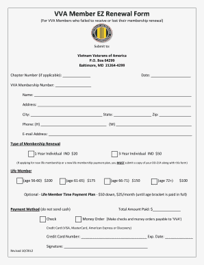 VVA Member EZ Renewal Form