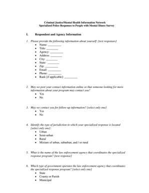 Specialized Police Responses to People with Mental Illness Survey