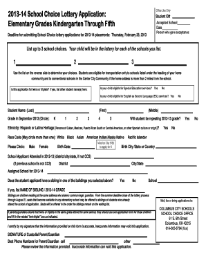 2013-14 School Choice Lottery Application