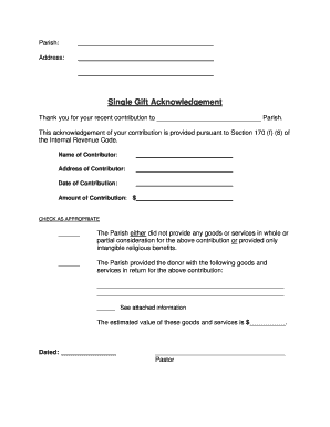Single Gift Acknowledgement Form