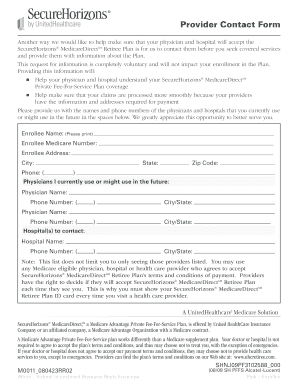 SecureHorizons MedicareDirect Provider Contact Form