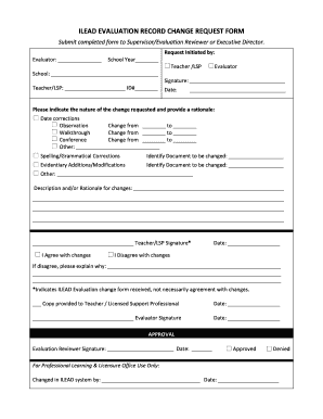 ILEAD Evaluation Record Change Request Form
