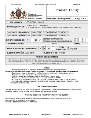 Gauteng RFP 01 Procurement Form