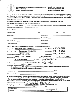 HUD Buyer Select Closing Agent Form
