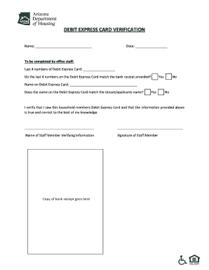 Debit Express Card Verification Form