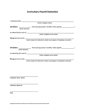 Involuntary Payroll Deduction Form